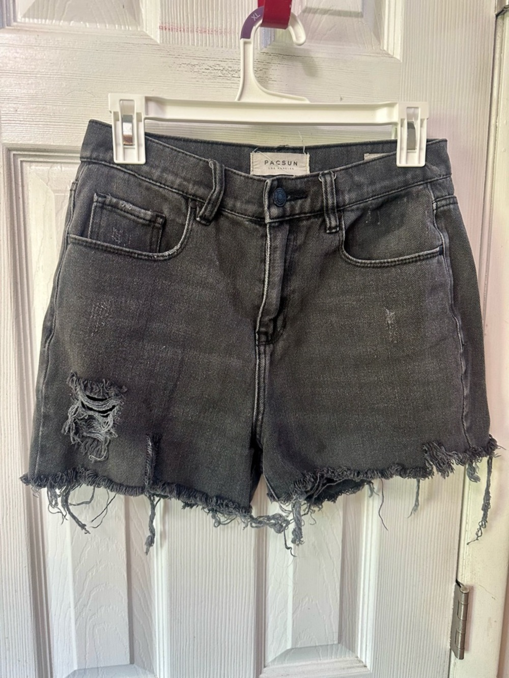 PacSun Women’s Distressed Washed Black Denim Shorts, 27